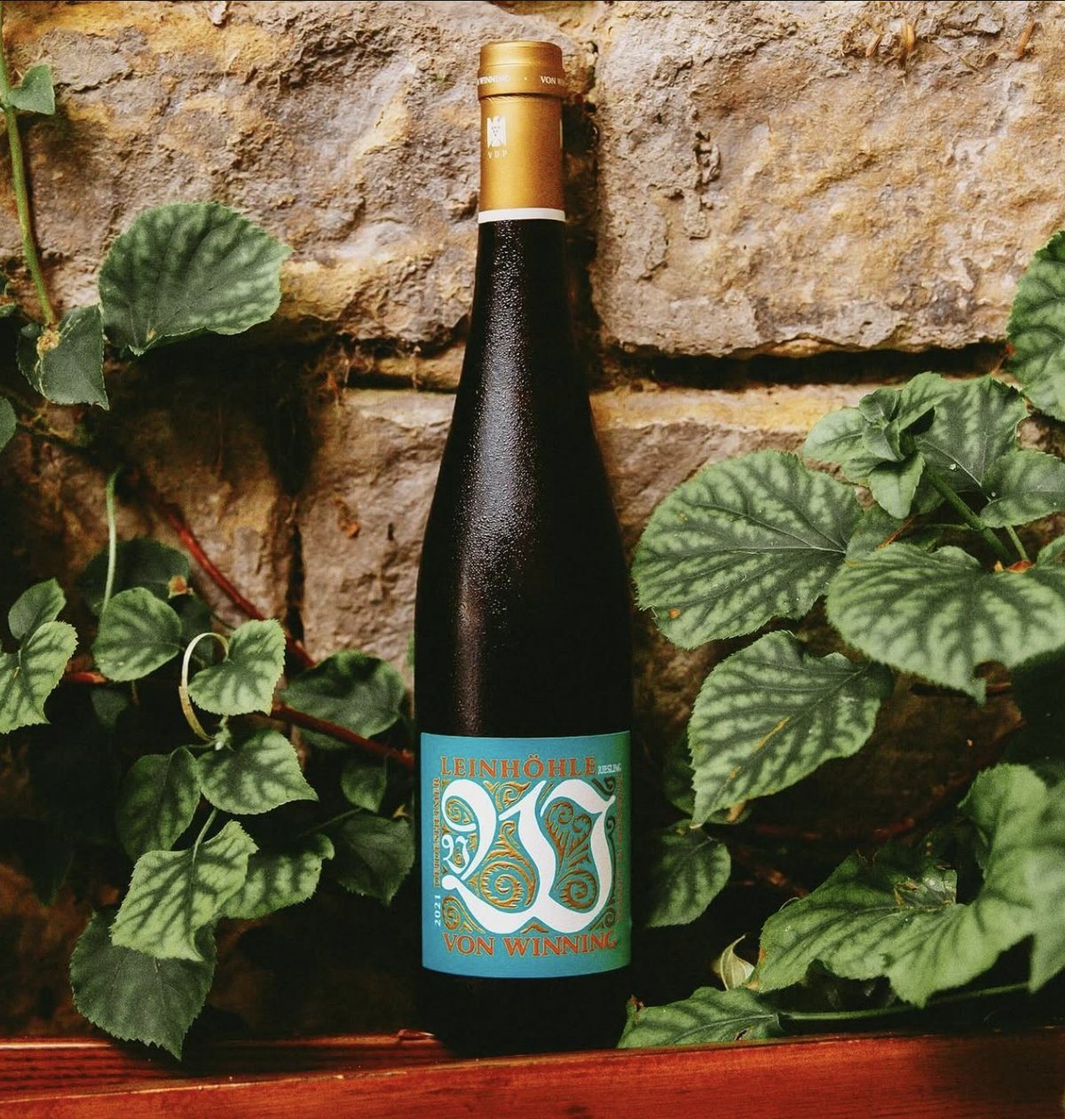 Leinhöhle Riesling an der Sandsteinmauer