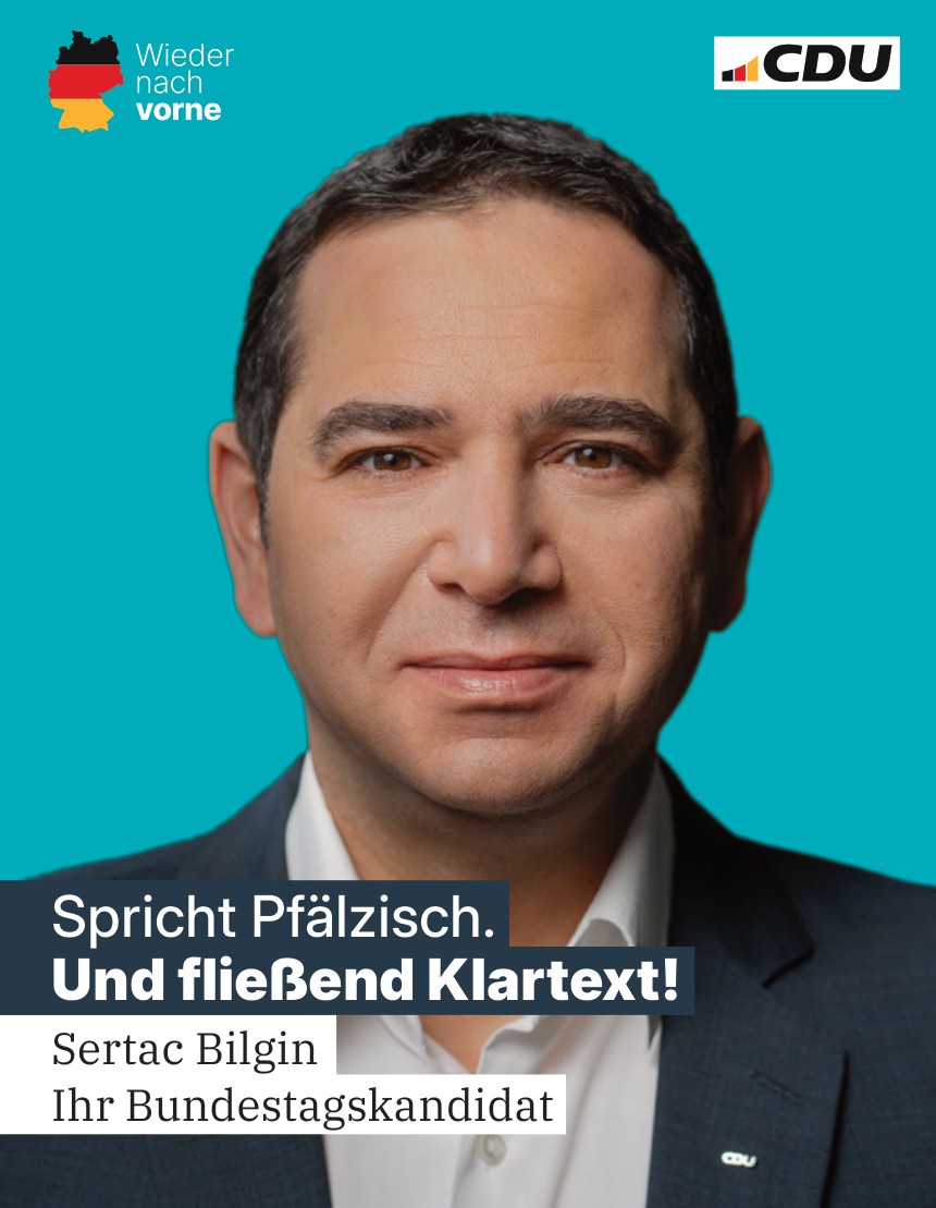Kampagnenmotiv Sertac Bilgin: Spricht Pfälzisch. Und fließend Klartext.