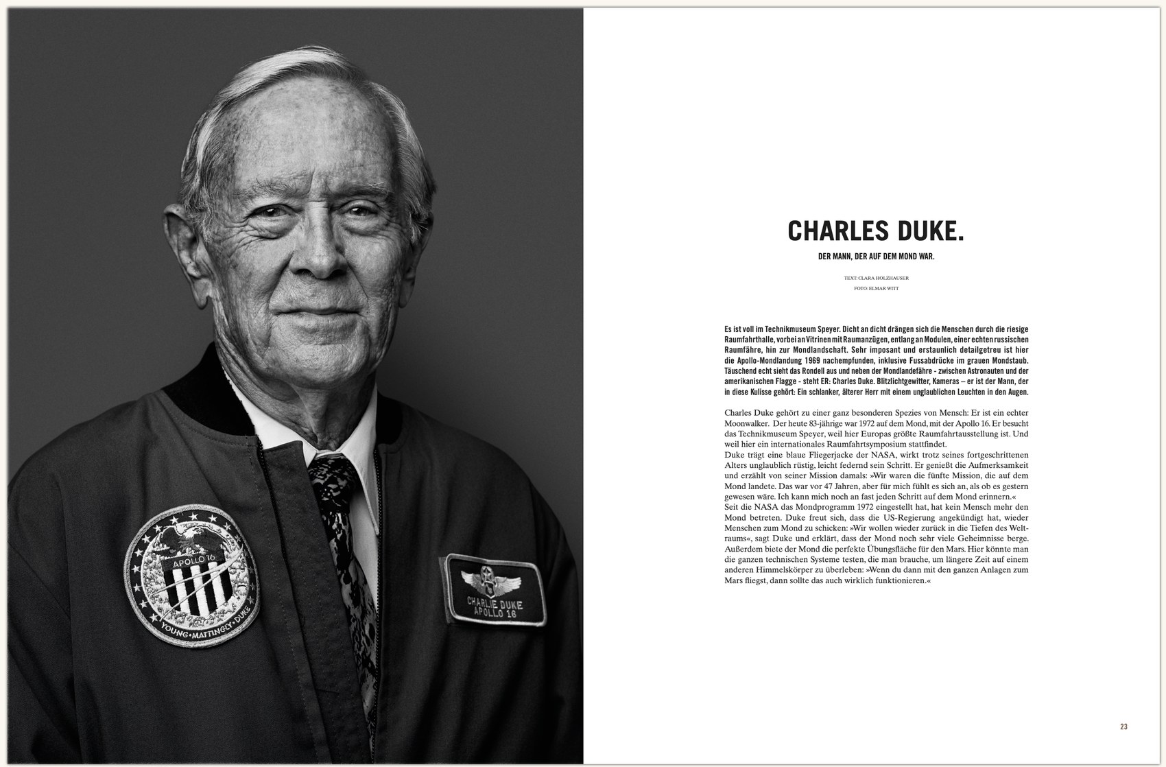 Aufgeschlagene UNIKAT-Doppelseite, Porträt Charles Duke