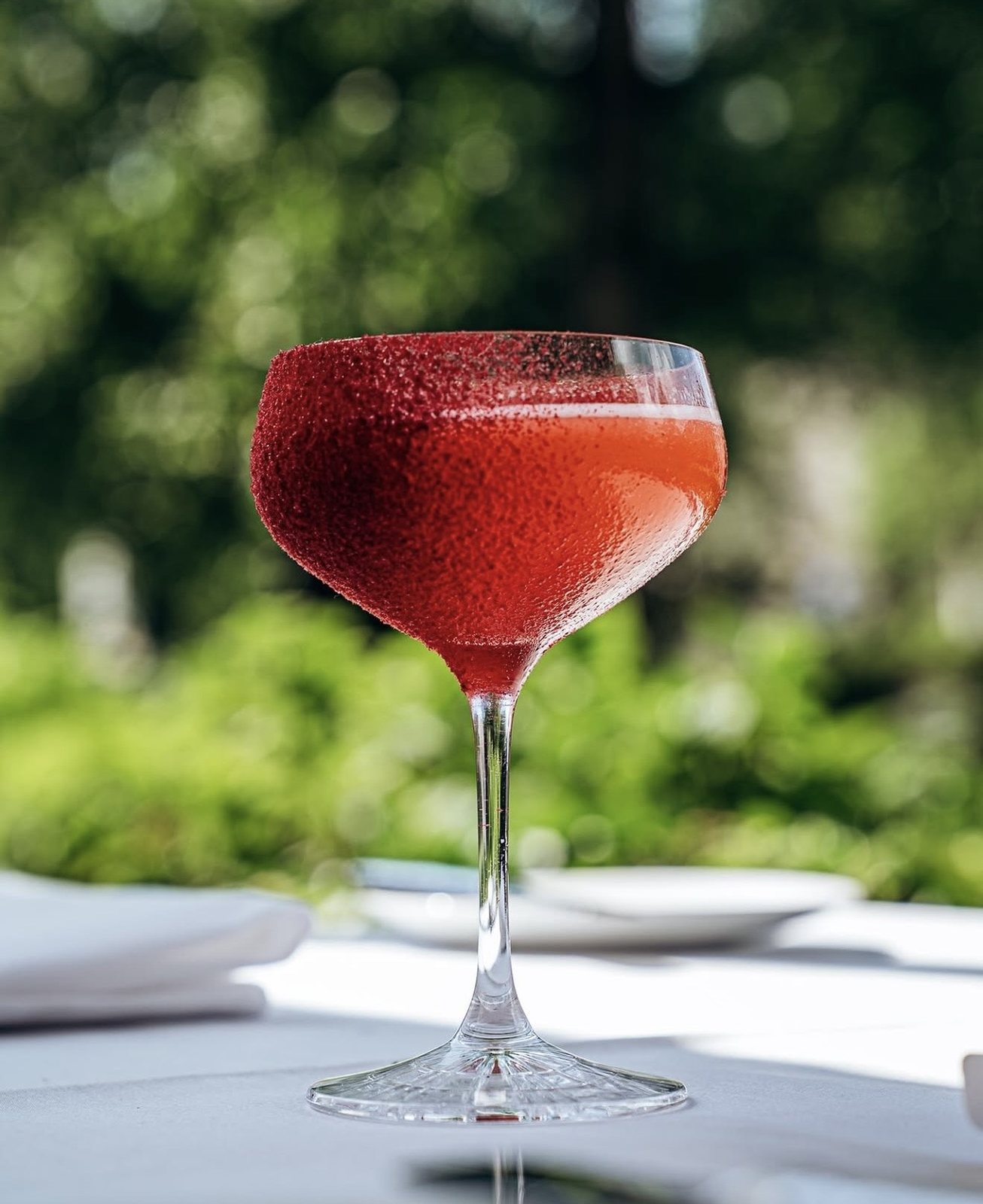Roter Cocktail auf der Terrasse